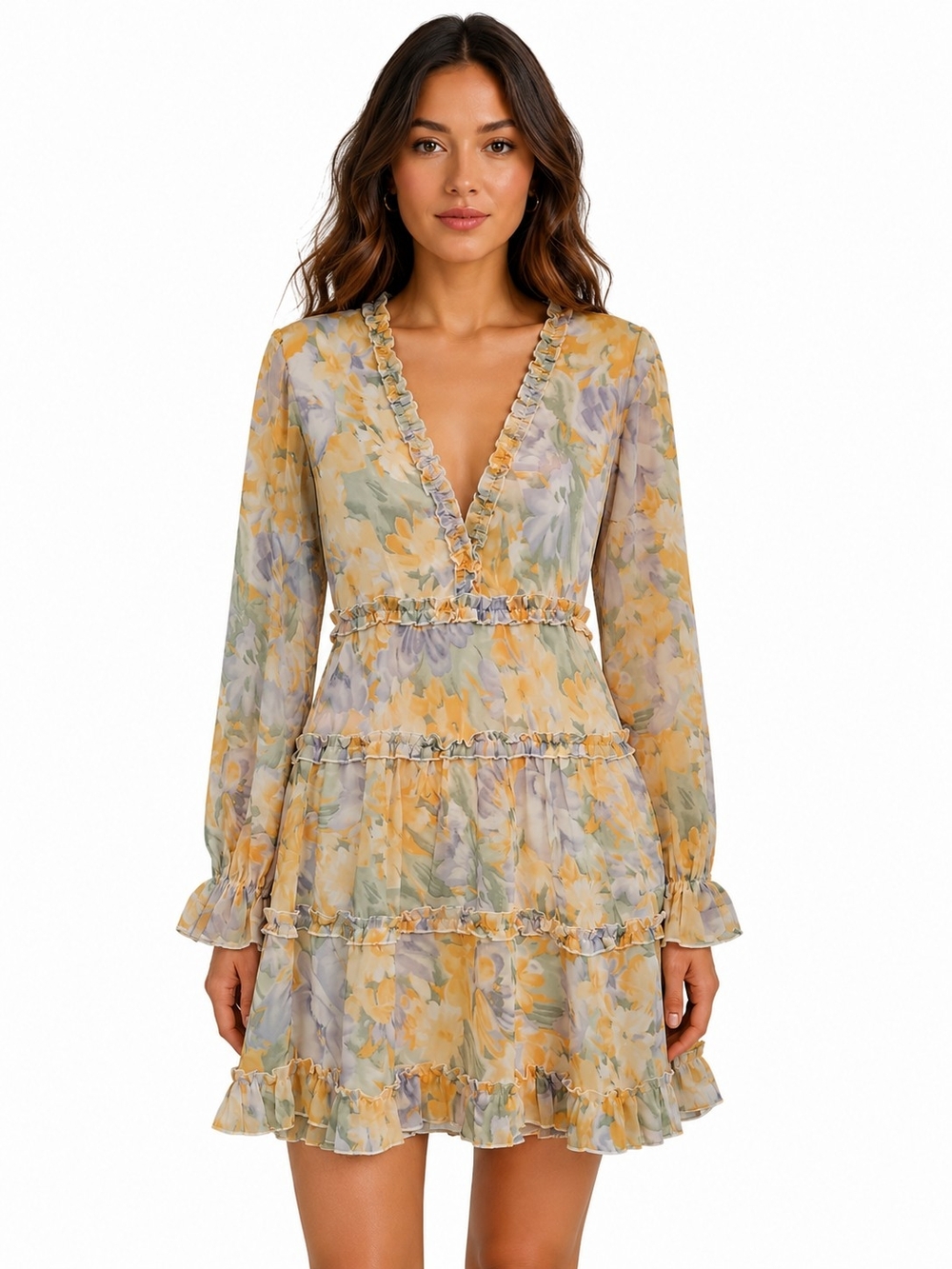 New Unworn Boutique Floral Ruffle Dress – Size Small